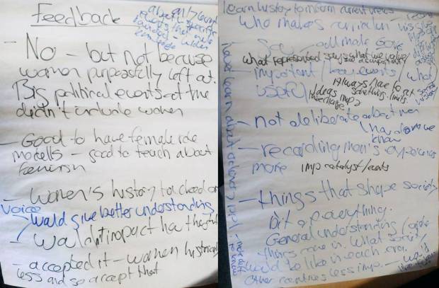 Do you think men and women are equally represented on the curriculum? If not, why not?